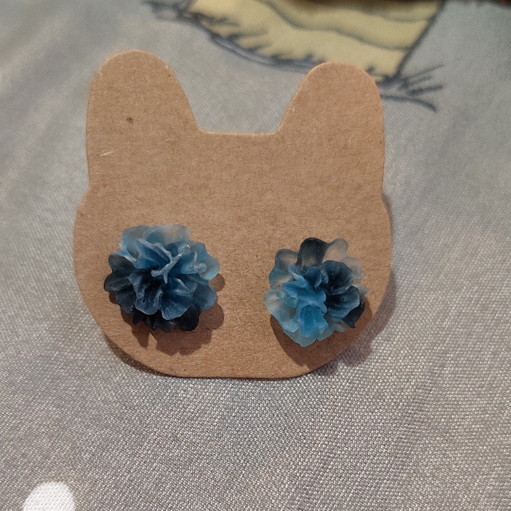 Handmade Blue Stud Floral Earrings